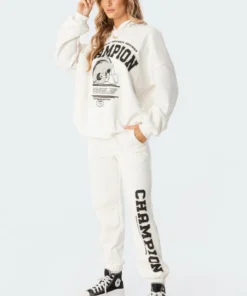 1049_white La Champion Oversized Hoodie