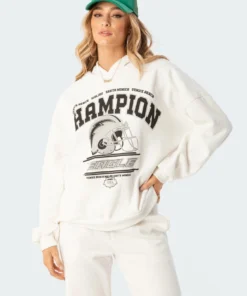 1049_white La Champion Oversized Hoodie