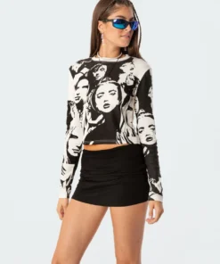 S11755_white Girl Gang Printed T-Shirt Tops