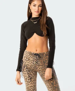 S11718_black Cups Open-Back Ribbed Top Tops