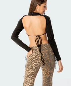 S11718_black Cups Open-Back Ribbed Top Tops