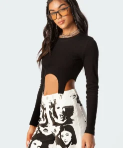 S11742_black Tops Nikita Ribbed Clasp Top