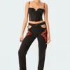 S11749_black Pocketless Flame Jeans