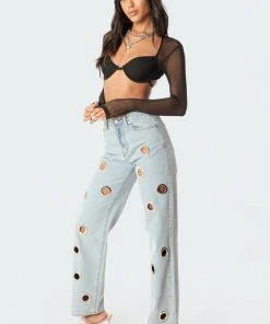 S11741_black Lin Mesh Bra Top