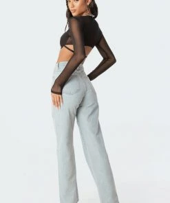 S11741_black Lin Mesh Bra Top