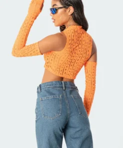 S11744_orange Giana Open-Shoulder Top