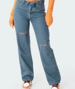 S11441_blue Pants Raquel Folded Jeans