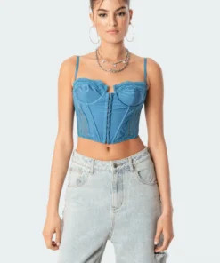 S11294_blue Tops Payton Lace Corset