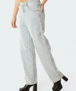 S11676_light-blue Pants Leona Boyfriend Ripped Jeans