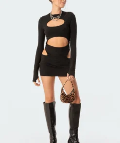 S11745_black Elina Cut-Out Mini Dress
