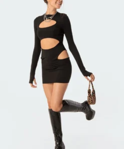 S11745_black Elina Cut-Out Mini Dress