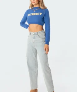 S11726_blue Tops Saturday Cropped Sweater