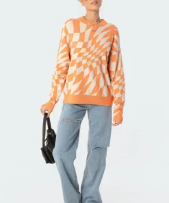 S11547_orange Morphy Oversized Sweater