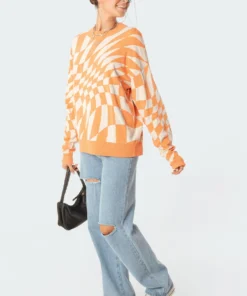 S11547_orange Morphy Oversized Sweater