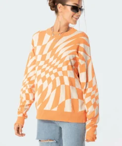S11547_orange Morphy Oversized Sweater