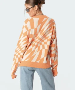 S11547_orange Morphy Oversized Sweater