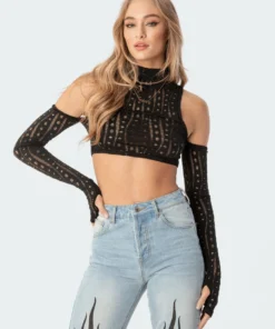 S11744_black Tops Giana Open-Shoulder Top