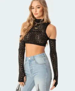 S11744_black Tops Giana Open-Shoulder Top