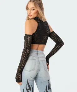 S11744_black Tops Giana Open-Shoulder Top