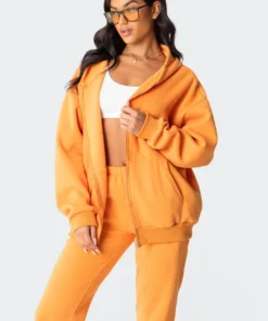 S11704_orange Nova Oversized Hoodie Tops