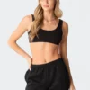 S11705_black Essential Ribbed Crop Top Tops