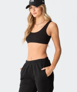 S11705_black Essential Ribbed Crop Top Tops