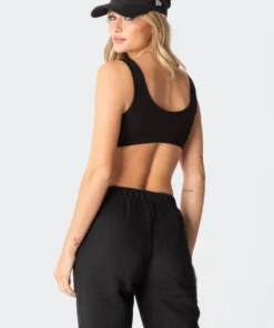 S11705_black Essential Ribbed Crop Top Tops