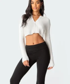 Edikted Shop 17 1022-1_white Otto Cropped Cardigan Tops