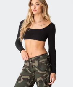 2003_black Sydney Ribbed Open Back Crop Top Trending