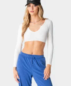 7012_white Romance Ribbed Crop Top