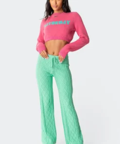 S11726_pink Saturday Cropped Sweater Tops