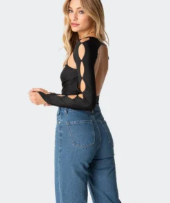 S11616_black Dion Open-Back Bodysuit