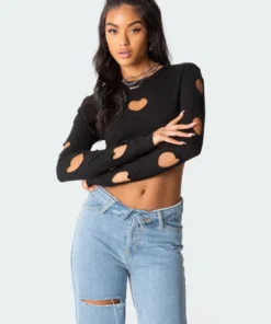 S11699_black Tops Empty Heart Ribbed Top