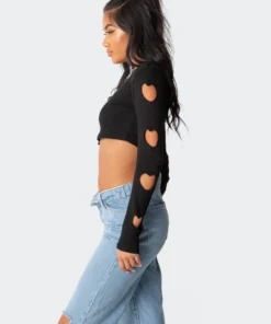 S11699_black Tops Empty Heart Ribbed Top