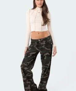 S11867_beige Kaia Ribbed Stitch Top Tops