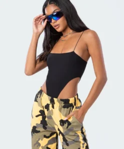 S11218_black Tops Camilla Ribbed High-Cut Bodysuit