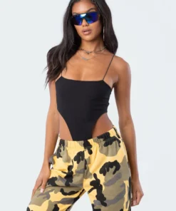 S11218_black Tops Camilla Ribbed High-Cut Bodysuit