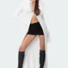 S11811_cream Halle Long Faux Fur Cardigan Tops