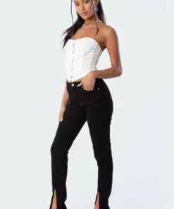 S11838_cream New In Mina Pu Strapless Corset Top