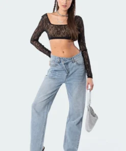 S11845_black Dita Lace Open-Back Top