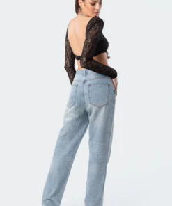 S11845_black Dita Lace Open-Back Top