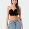 S11869_black Dixie Sequin Strapless Top