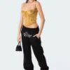 S11872_YELLOW Tops Velvet Square Corset