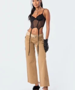 S11592_camel Sia Low-Rise Cargo Pants New In