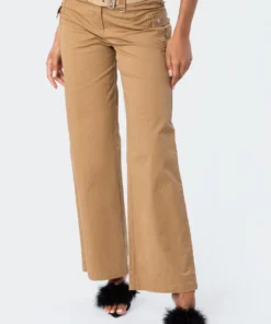 S11592_camel Sia Low-Rise Cargo Pants New In