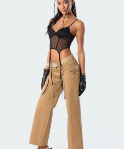 S11723_black Daria Strap Corset Top