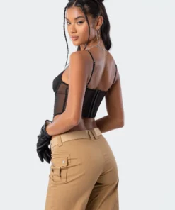 S11723_black Daria Strap Corset Top