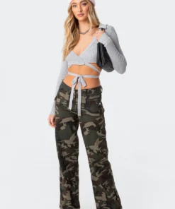 S11767_gray Elianna Knitted Wrap Top Tops