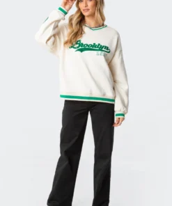 S11803_cream Tops Babe Oversized Sweatshirt