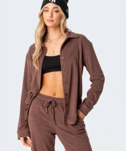 S11588_brown Abby Terry Shirt Tops